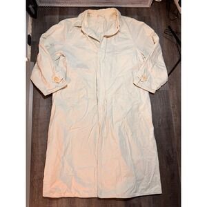 Vintage Hugo Boss Mens Cream Cotton Long Trench Coat Overcoat Off-White Size 48